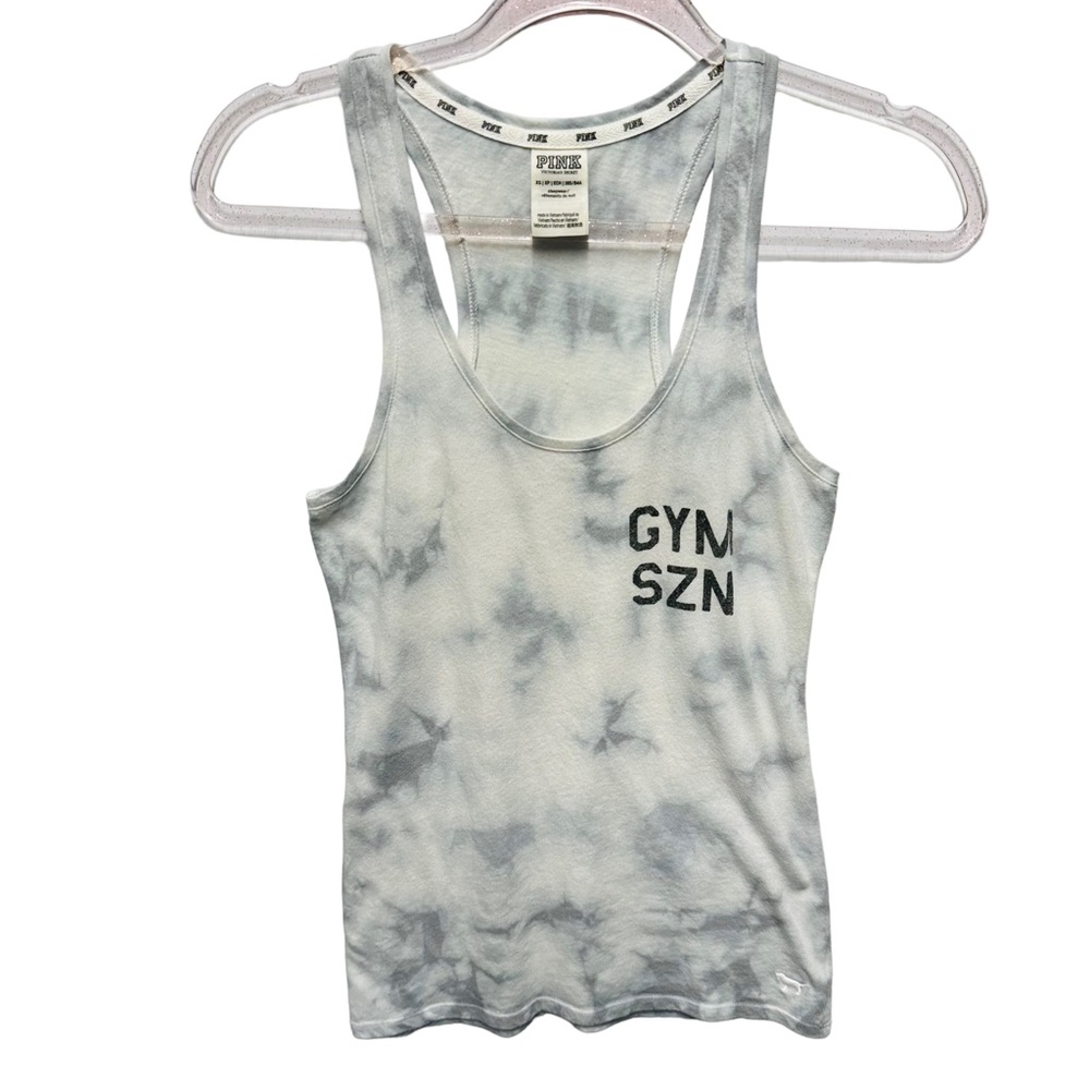 Cotton Knit PINK VS Tie Dye Halter Racerback Tank Top Campus Tee